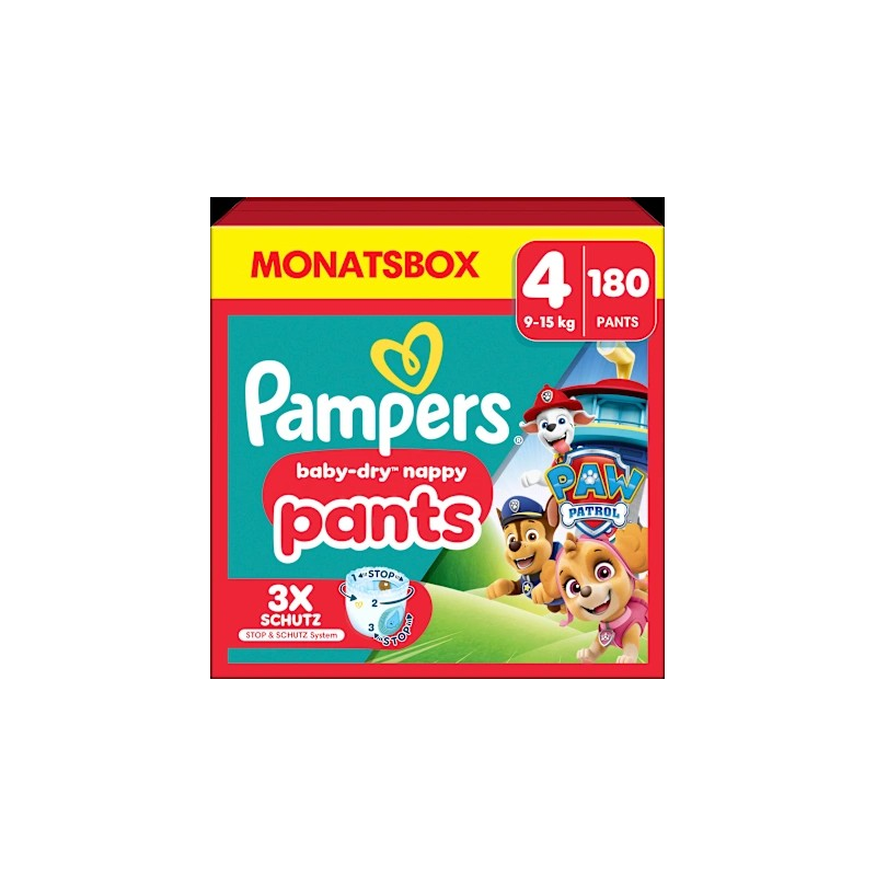 Baby Pants Baby Dry Gr.4 Maxi (9-15 kg) Limited Edition Paw Patrol, Monatsbox, 180 St
