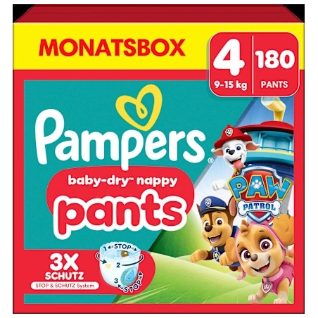 Baby Pants Baby Dry Gr.4 Maxi (9-15 kg) Limited Edition Paw Patrol, Monatsbox, 180 St