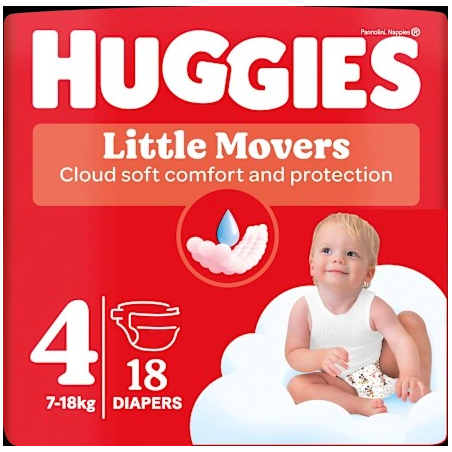 Windeln Little Movers Gr. 4 (7-18 kg), 18 St