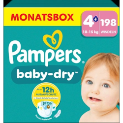 Windeln Baby Dry Gr.4+ Maxi Plus (10-15 kg), Monatsbox, 198 St