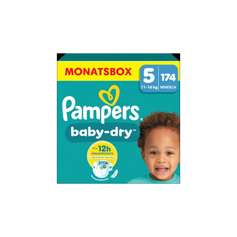 Windeln Baby Dry Gr.5 Junior (11-16k g), Monatsbox, 174 St