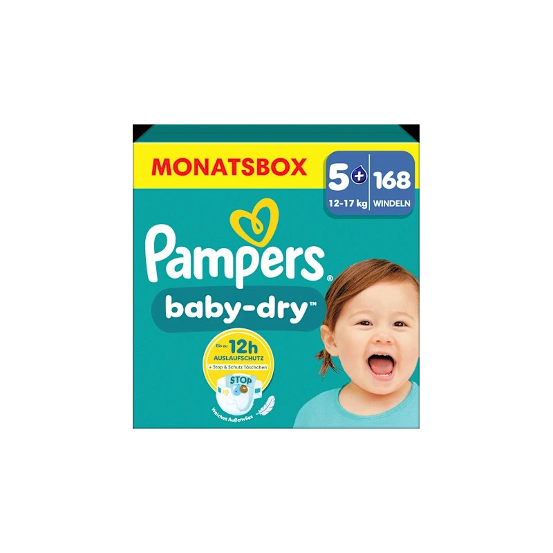 Windeln Baby Dry Gr.5+ Junior Plus (12-17 kg), Monatsbox, 168 St