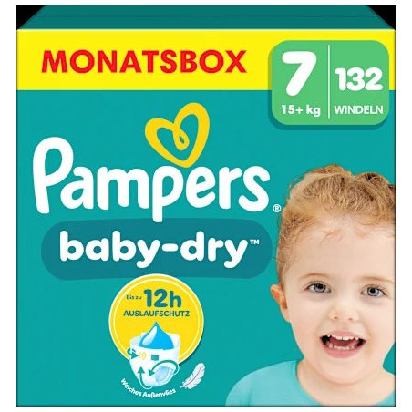 Windeln Baby Dry Gr.7 Extra Large (15+ kg), Monatsbox, 132 St
