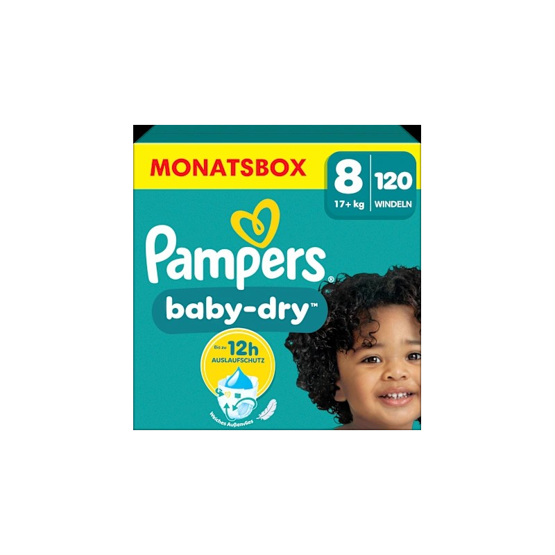Windeln Baby Dry Gr.8 Extra Large (17+ kg), Monatsbox, 120 St