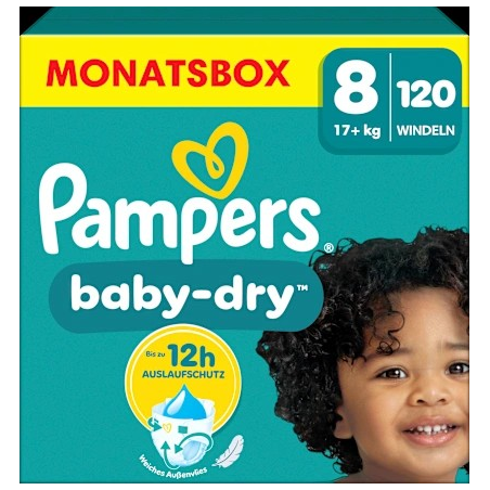 Windeln Baby Dry Gr.8 Extra Large (17+ kg), Monatsbox, 120 St