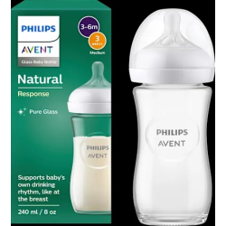 Babyflasche aus Glas Natural Response weiß, von Geburt an, 240ml, 1 St