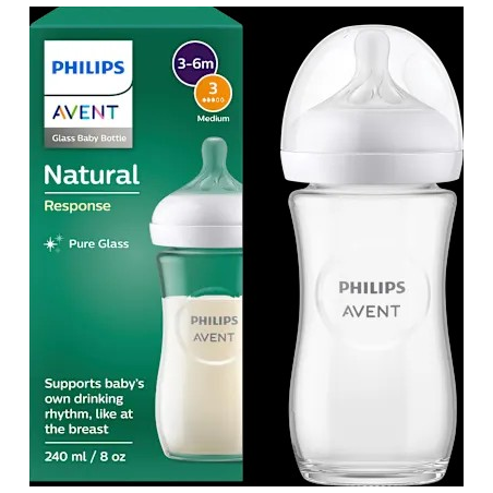 Babyflasche aus Glas Natural Response weiß, von Geburt an, 240ml, 1 St