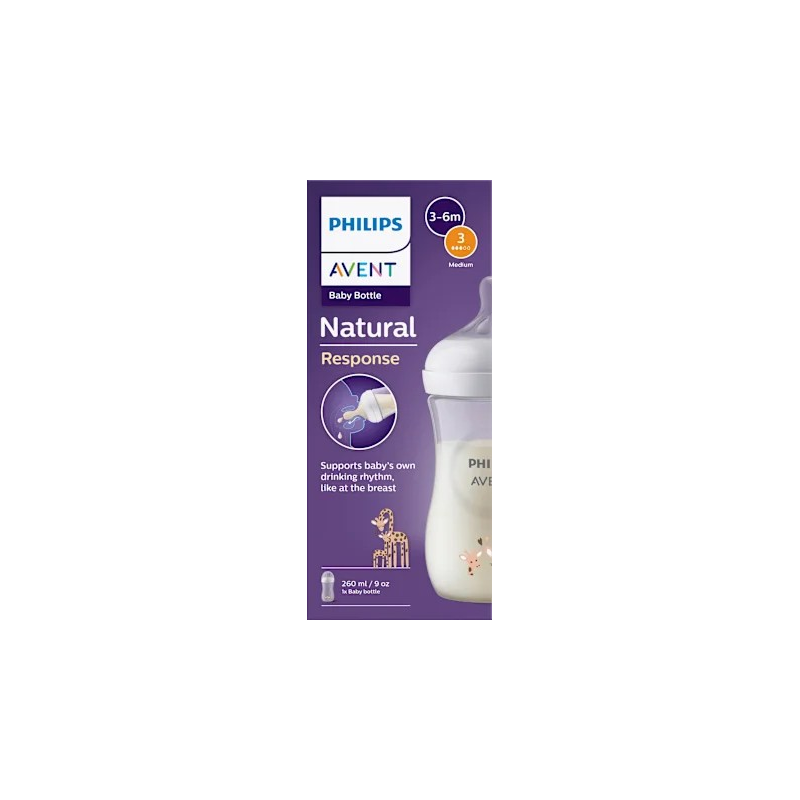 Babyflasche Natural Response weiß/Giraffe, von Geburt an, 260 ml, 1 St