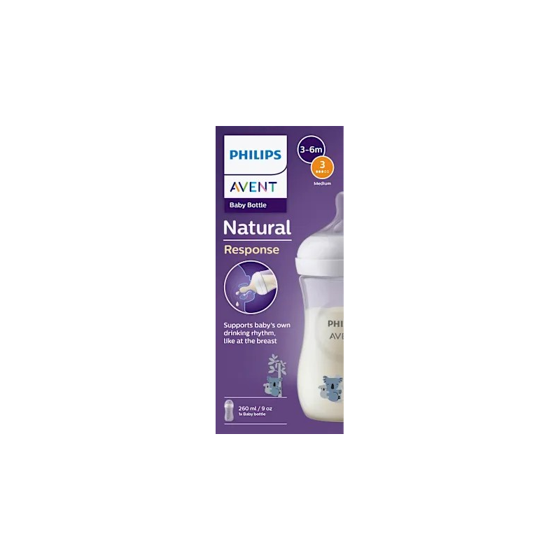 Babyflasche Natural Response weiß/Koala, ab dem 1. Monat, 260ml, 1 St