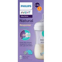 Babyflasche Natural Response AirFreeVentil weiß/Elefant, von Geburt an, 260ml, 1 St