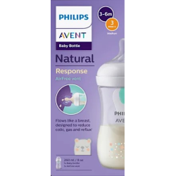 Babyflasche Natural Response AirFreeVentil weiß/Bär, von Geburt an, 260ml, 1 St