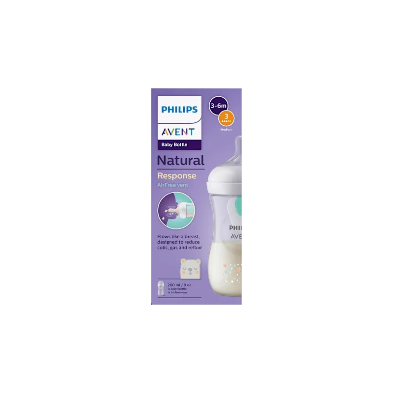 Babyflasche Natural Response AirFreeVentil weiß/Bär, von Geburt an, 260ml, 1 St