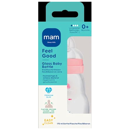 Babyflasche aus Glas Feel Good rosa, von Geburt an, 170 ml, 1 St