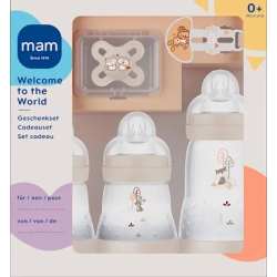 Geschenkset Babyflaschen, Schnuller & Schnullerband creme, 5tlg, 1 St