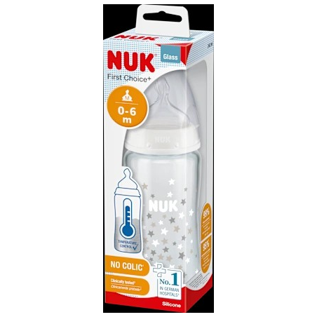 Babyflasche aus Glas First Choice, weiß, 0-6 Monate, 240 ml, 1 St