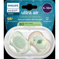 Schnuller ultra air colors of nature Silikon, creme/grün, 6-18 Monate, 2 St