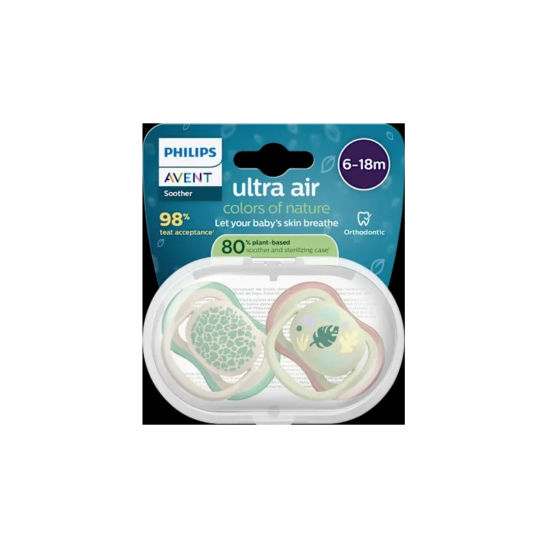 Schnuller ultra air colors of nature Silikon, creme/grün, 6-18 Monate, 2 St