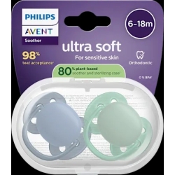 Schnuller ultra soft Silikon, grün/blau, 6-18 Monate, 2 St