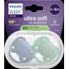 Schnuller ultra soft Silikon, grün/blau, 6-18 Monate, 2 St