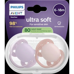 Schnuller ultra soft Silikon, lila/rosa, 6-18 Monate, 2 St