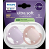 Schnuller ultra soft Silikon, lila/rosa, 6-18 Monate, 2 St