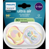 Schnuller ultra air Silikon, gelb/lila, 0-6 Monate, 2 St