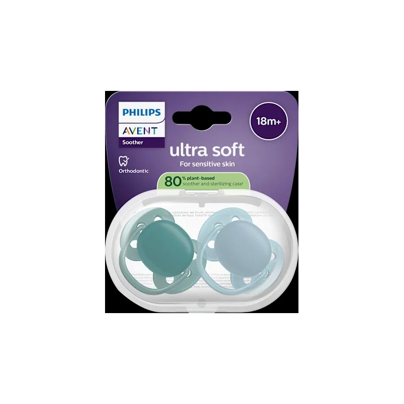 Schnuller ultra soft Silikon, grün/blau, ab 18 Monaten, 2 St