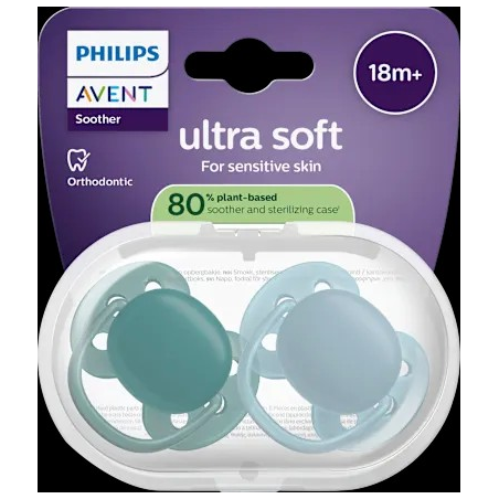 Schnuller ultra soft Silikon, grün/blau, ab 18 Monaten, 2 St
