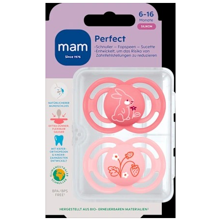 Schnuller Perfect Silikon, pink/rosa, 6-16 Monate, 2 St
