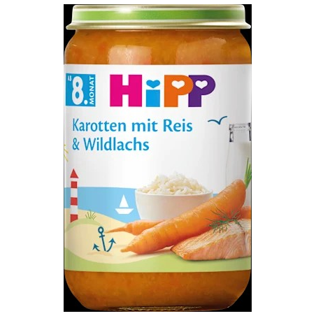 Menü Karotten mit Reis & Wildlachs ab dem 8. Monat, 220 g