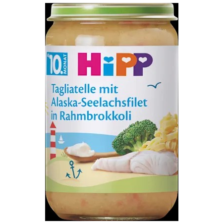 Menü Tagliatelle mit Alaska-Seelachsfilet in Rahmbrokkoli ab dem 10. Monat, 220 g