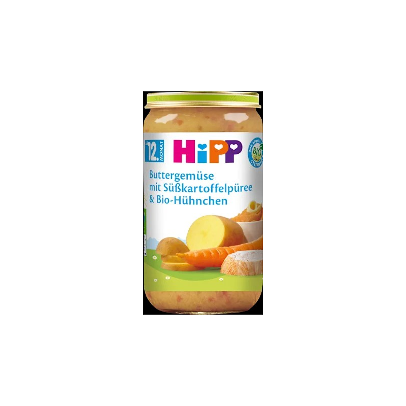 Menü Buttergemüse mit Süßkartoffelpüree & Hühnchen ab dem 12. Monat, 250 g