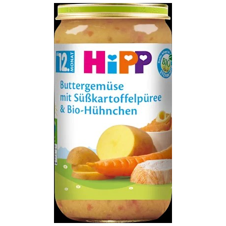 Menü Buttergemüse mit Süßkartoffelpüree & Hühnchen ab dem 12. Monat, 250 g