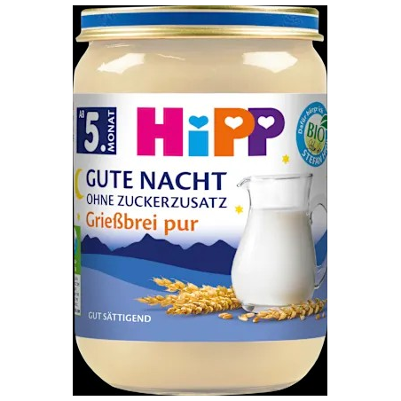 Abendbrei Grieß pur Gute Nacht ab dem 5. Monat, 190 g