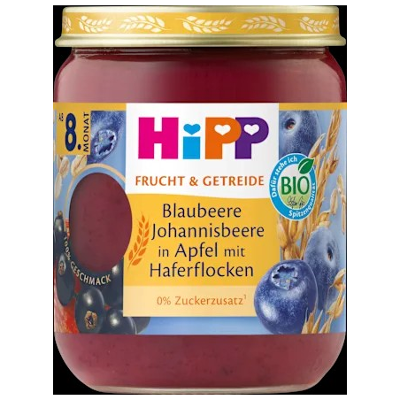 Frucht & Getreide Blaubeere Johannisbeere in Apfel mit Haferflocken ab dem 8.Monat, 160 g