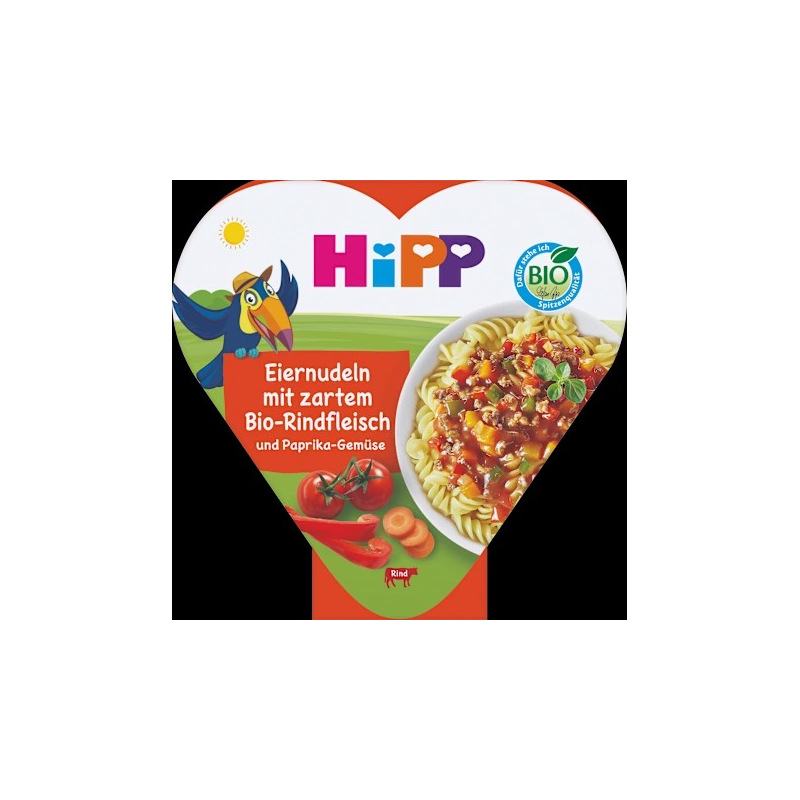 Kinderteller Eiernudeln mit Paprika-Gemüse und zartem Rindfleisch ab 1 Jahr, 250 g