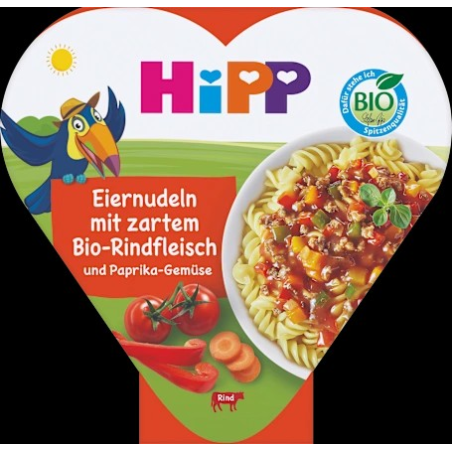 Kinderteller Eiernudeln mit Paprika-Gemüse und zartem Rindfleisch ab 1 Jahr, 250 g