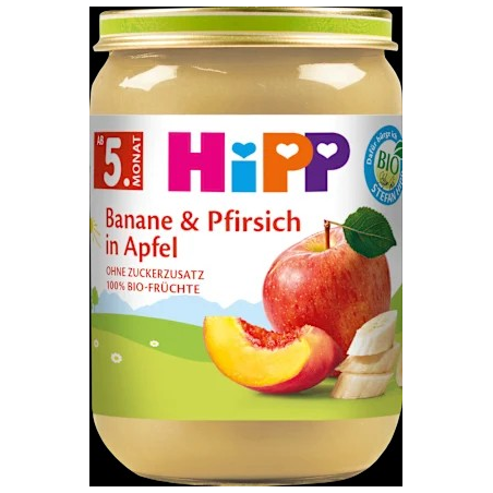 Früchte Banane und Pfirsich in Apfel ab 5. Monat, 190 g