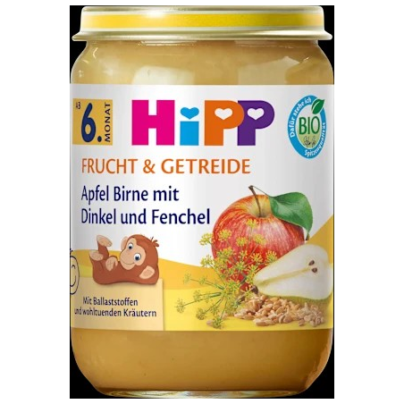Frucht & Getreide Apfel, Birne mit Dinkel & Fenchel ab dem 6. Monat, 190 g