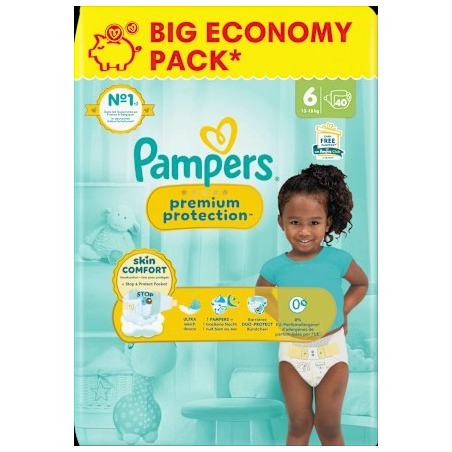 Windeln Premium Protection Gr.6 Extra Large (13-18 kg), Big Pack, 40 St