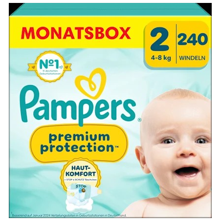 Windeln Premium Protection New Baby Gr. 2 Mini (4-8 kg), Monatsbox, 240 St