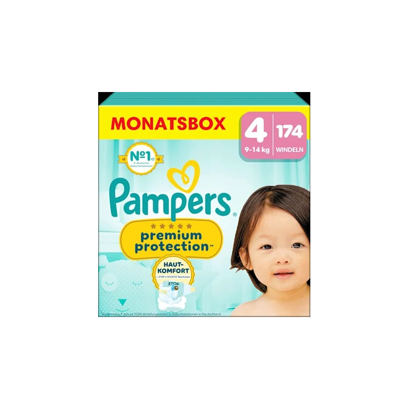 Windeln Premium Protection Gr.4 Maxi (9-14 kg), Monatsbox, 174 St