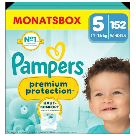 Windeln Premium Protection Gr.5 Junior (11-16 kg) Monatsbox, 152 St