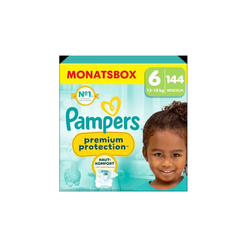 Windeln Premium Protection Gr.6 Extra Large (13+ kg), Monatsbox, 144 St