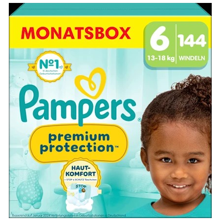 Windeln Premium Protection Gr.6 Extra Large (13+ kg), Monatsbox, 144 St