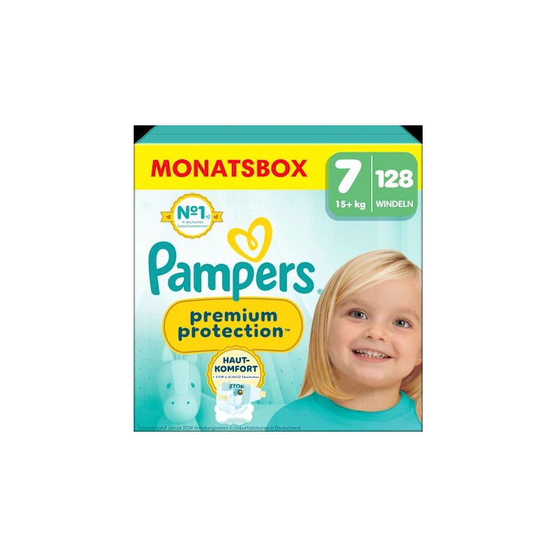 Windeln Premium Protection Gr. 7 Extra Large (15+ kg), Monatsbox, 128 St