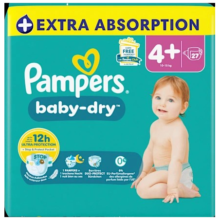 Windeln Baby Dry Gr.4+ Maxi+ (10-15 kg), 27 St