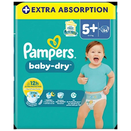 Windeln Baby Dry Gr.5+ Junior+ (12-17 kg), 24 St