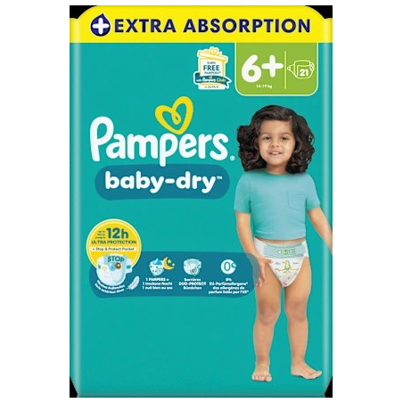 Windeln Baby Dry Gr. 6+ XL (14-19 kg), 21 St