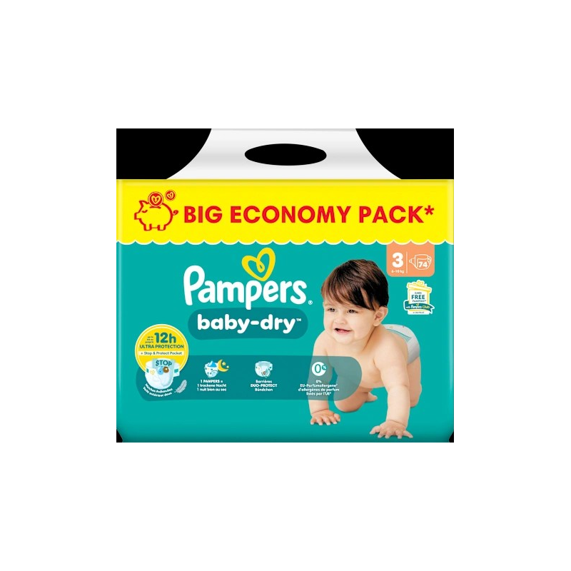 Windeln Baby Dry Gr.3 Midi (6-10 kg), BigPack, 74 St